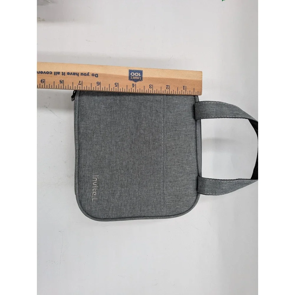 Invite.L Gray Insulated Lunch Bag Square Thermal Cooler Tote with Handles